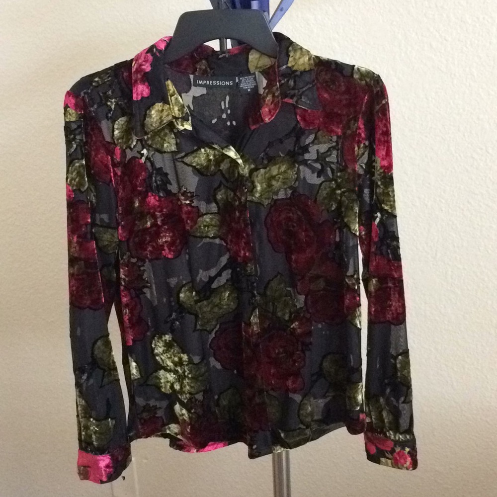 sheer velvet blouse